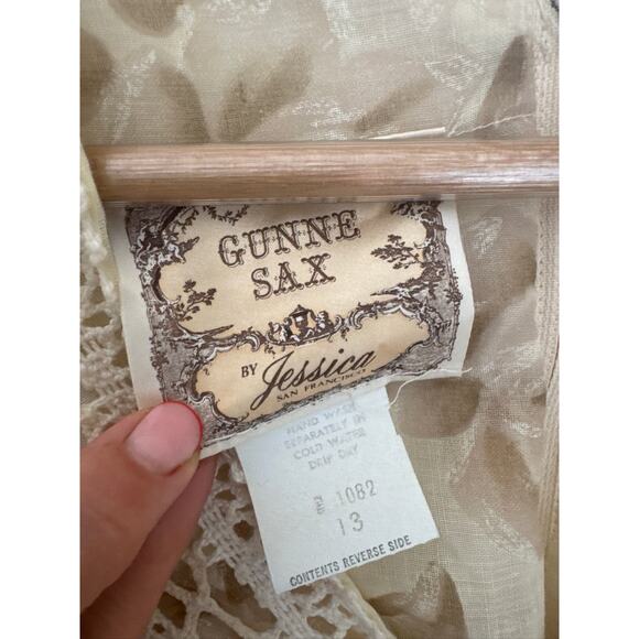 Gunne Sax Vintage 1970's Cottagecore Floral Crochet Boho Maxi Dress - Picture 4 of 14